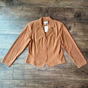 Coldwater Creek NWT Brown Faux Suede Blazer Jacket - Women’s Size 16